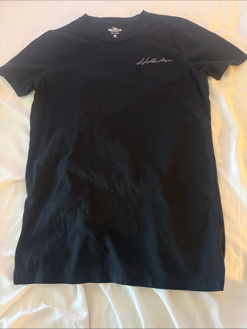 Hollister Black Short Sleeve Crewneck T-Shirt with Script Logo